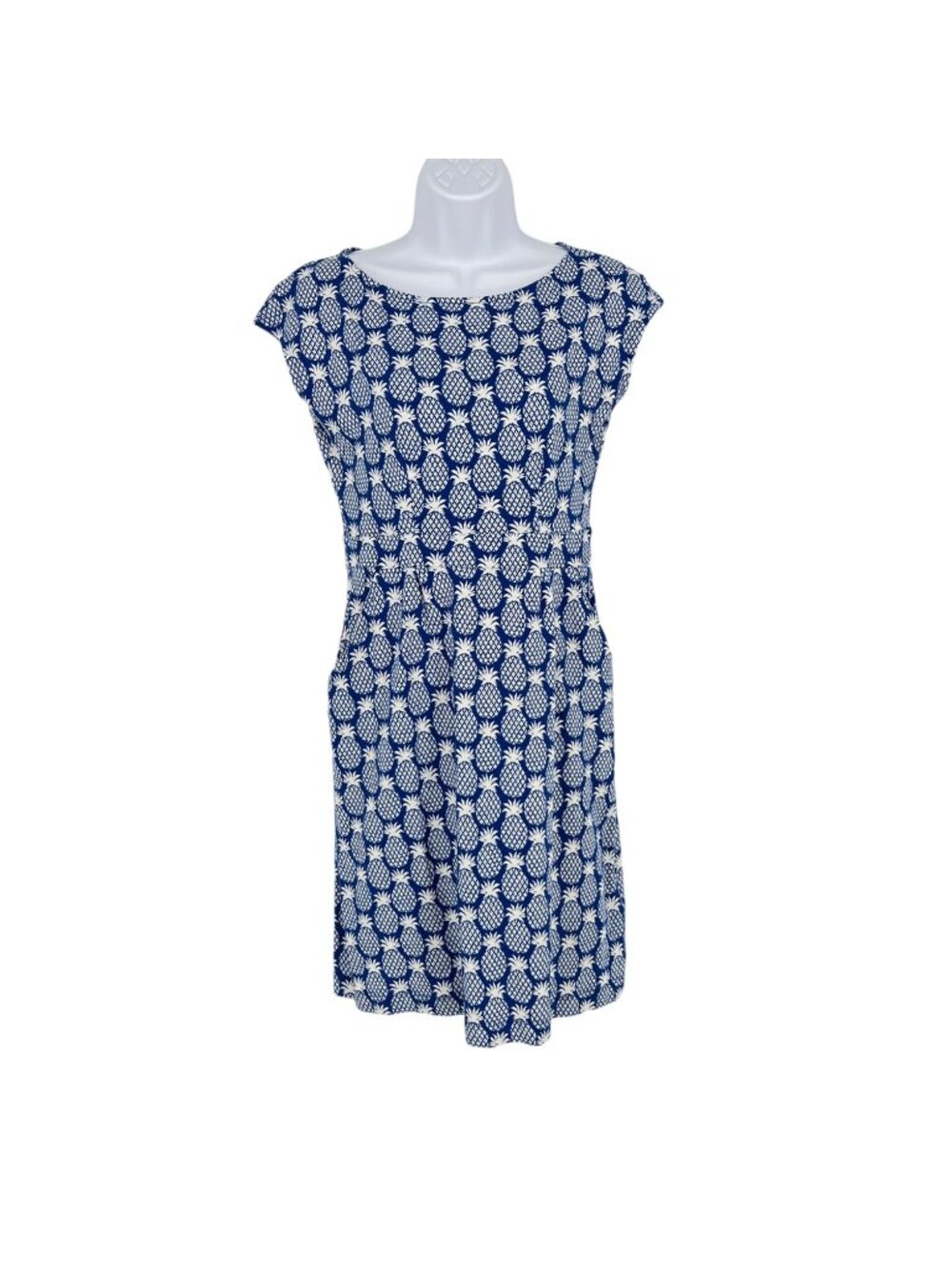Boden Florrie Jersey Dress in Pineapple Print Cap Sleeve A-Line Size 4 US